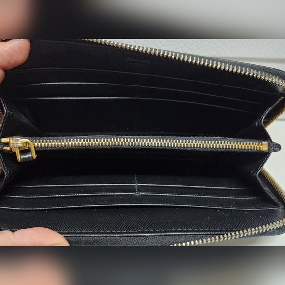 PRADA Saffiano Black Leather Zip Around Wallet EUC - Picture 6 of 11